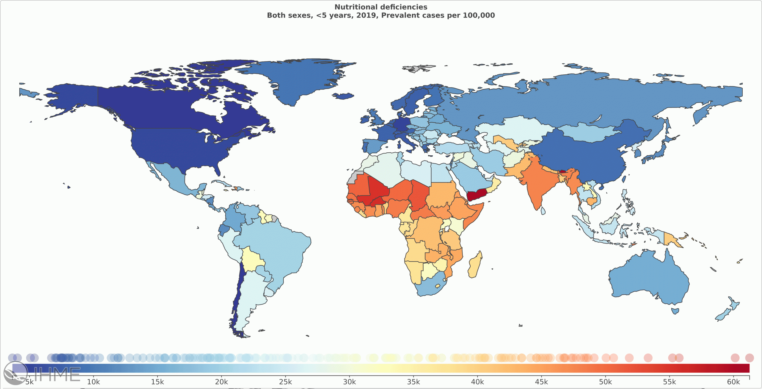 deficiencies in children under 5 by country