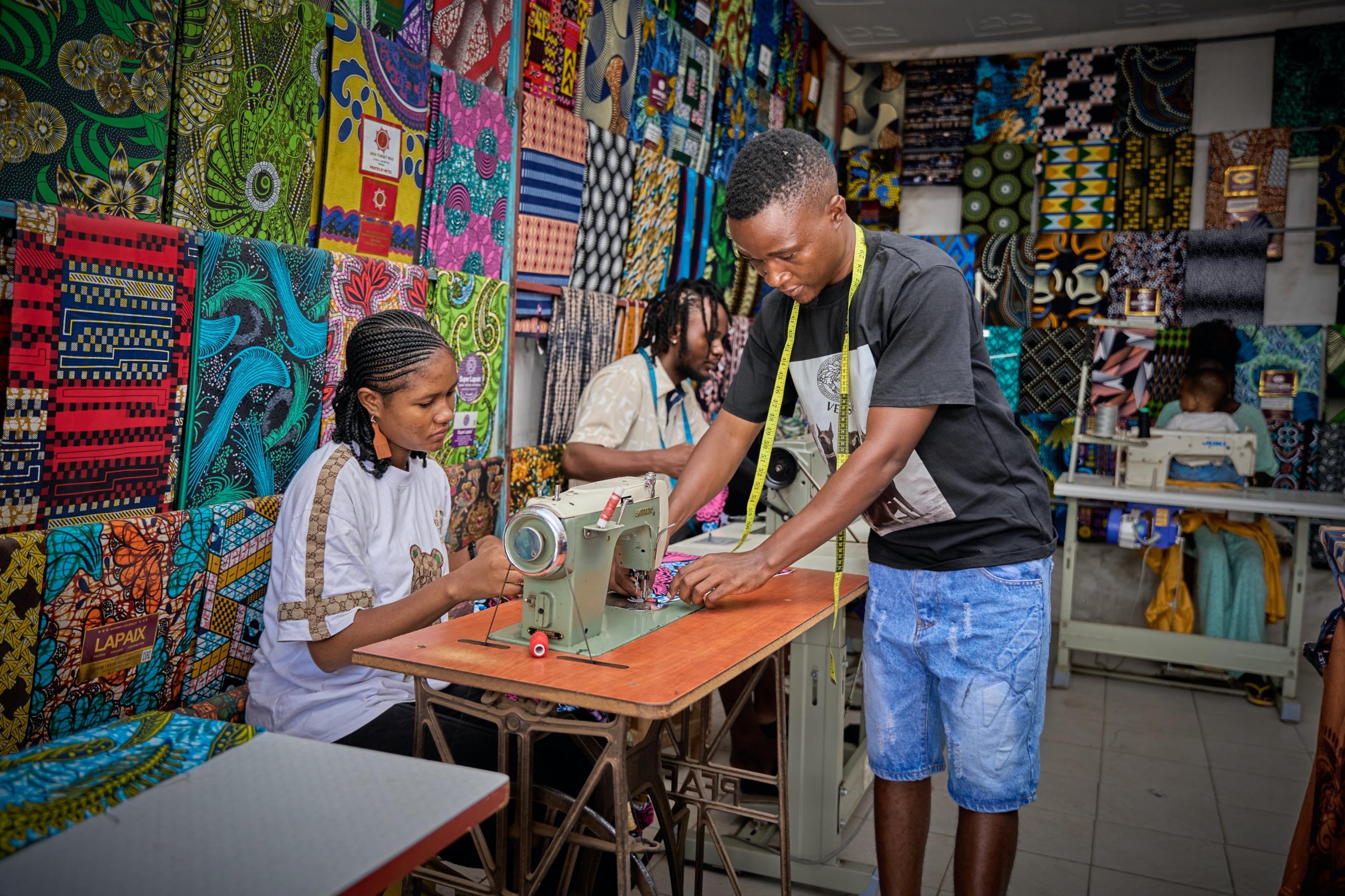 Balwa – demonstrating sewing machine