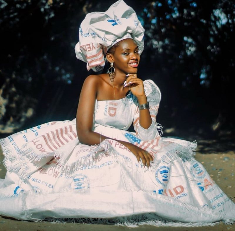 Balwa – dress made from USAID bags